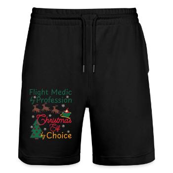 Flight Paramedic Christmas Elf Air Rescue Xmas - Stanley/Stella Trainer Unisex Organic Jogging Shorts - black - Front - Nik (191cm) & Marisol (170cm)
