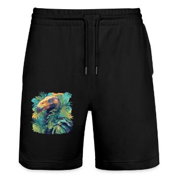 Dodos Dodo - Short de jogging bio TRAINER Stanley/Stella unisexe - noir - Devant - Nik (191cm) & Marisol (170cm)