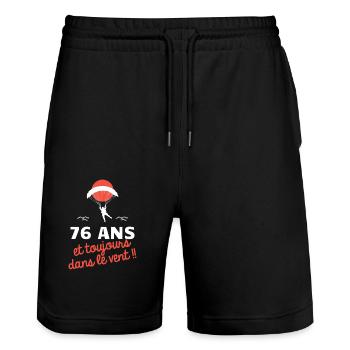 idée cadeau anniversaire amateurs de parapente - Short de jogging bio TRAINER Stanley/Stella unisexe - noir - Devant - Nik (191cm) & Marisol (170cm)