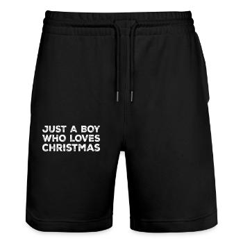 Just A Boy Who Loves Christmas, Funny Xmas Holiday - Stanley/Stella Trainer Unisex Organic Jogging Shorts - black - Front - Nik (191cm) & Marisol (170cm)