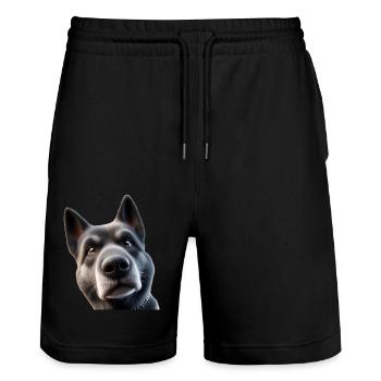 Dog Head 2 - Stanley/Stella Trainer Unisex Organic Jogging Shorts - black - Front - Nik (191cm) & Marisol (170cm)