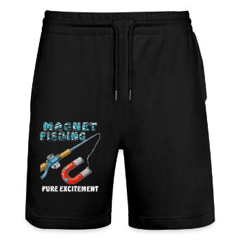MAGNET FISHING PURE EXCITEMENT - Stanley/Stella Unisex Bio Joggingshorts Trainer  - Schwarz - Vorne - Nik (191cm) & Marisol (170cm)