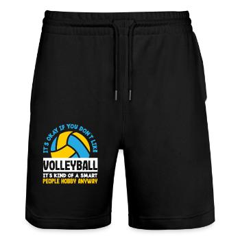 Volleyball Ist Für Kluge Köpfe Sagst Du - Stanley/Stella Unisex Bio Joggingshorts Trainer  - Schwarz - Vorne - Nik (191cm) & Marisol (170cm)