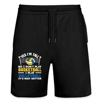 Yes I'm tall I play volleyball - Stanley/Stella Trainer Unisex Organic Jogging Shorts - black - Front - Nik (191cm) & Marisol (170cm)