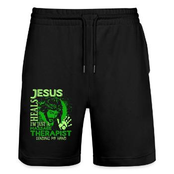 Massage Therapist I am Just A Massage Therapist - Stanley/Stella Trainer Unisex Organic Jogging Shorts - black - Front - Nik (191cm) & Marisol (170cm)