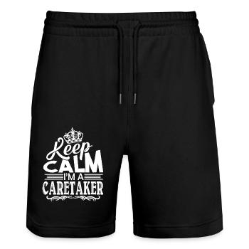 Caretaker I am A Caretaker - Stanley/Stella Trainer Unisex Organic Jogging Shorts - black - Front - Nik (191cm) & Marisol (170cm)