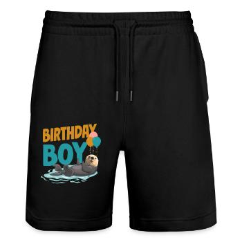 Otter Birthday Boy Birthday Boy - Stanley/Stella Unisex Bio Joggingshorts Trainer  - Schwarz - Vorne - Nik (191cm) & Marisol (170cm)