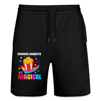 Chicken Nuggets - Stanley/Stella Unisex Bio Joggingshorts Trainer  - Schwarz - Vorne - Nik (191cm) & Marisol (170cm)