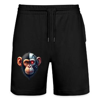 Funny Robot Art Monkey Cyborg Animal AI Monkey - Stanley/Stella Trainer Unisex Organic Jogging Shorts - black - Front - Nik (191cm) & Marisol (170cm)