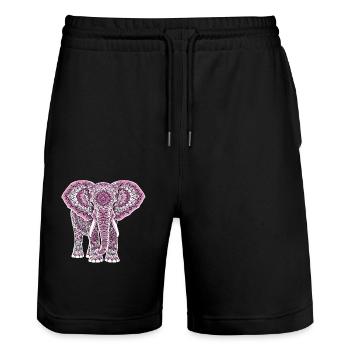 Mandala Elephant Elephant Spiritual Mandala - Stanley/Stella Trainer Unisex Organic Jogging Shorts - black - Front - Nik (191cm) & Marisol (170cm)