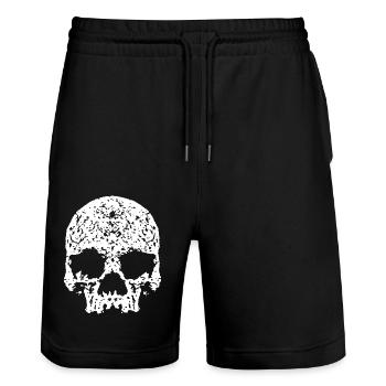 Totenkopf / Skull - Stanley/Stella Unisex Bio Joggingshorts Trainer  - Schwarz - Vorne - Nik (191cm) & Marisol (170cm)