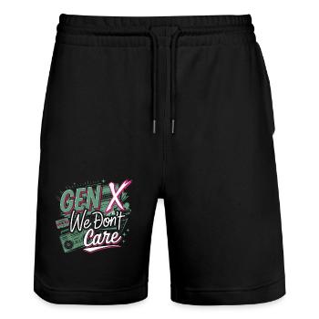 Gen X We Don't Care 4 - Stanley/Stella Unisex Bio Joggingshorts Trainer  - Schwarz - Vorne - Nik (191cm) & Marisol (170cm)