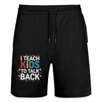 I Teach Kids To Talk Back 4 - Stanley/Stella Unisex Bio Joggingshorts Trainer  - Schwarz - Vorne - Nik (191cm) & Marisol (170cm)