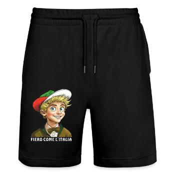 JEUNE ITALIE FIERO COME L’ITALIA - Short de jogging bio TRAINER Stanley/Stella unisexe - noir - Devant - Nik (191cm) & Marisol (170cm)