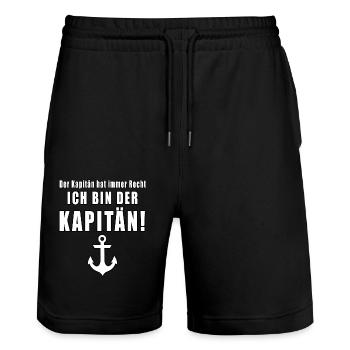 Der Kapitän Hat Immer Recht Ich Bin der Kapitän - Stanley/Stella Unisex Bio Joggingshorts Trainer  - Schwarz - Vorne - Nik (191cm) & Marisol (170cm)