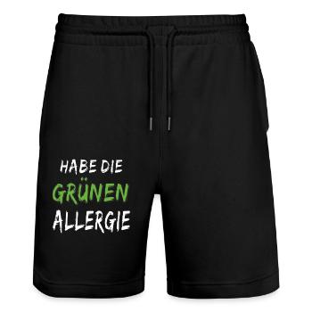 GRÜN HABE DIE GRÜNEN ALLERGIE - Stanley/Stella Unisex Bio Joggingshorts Trainer  - Schwarz - Vorne - Nik (191cm) & Marisol (170cm)