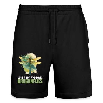 Libellen Libelle - Stanley/Stella Unisex Bio Joggingshorts Trainer  - Schwarz - Vorne - Nik (191cm) & Marisol (170cm)