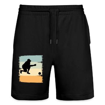 Boule Boccia Boule player - Stanley/Stella Trainer Unisex Organic Jogging Shorts - black - Front - Nik (191cm) & Marisol (170cm)
