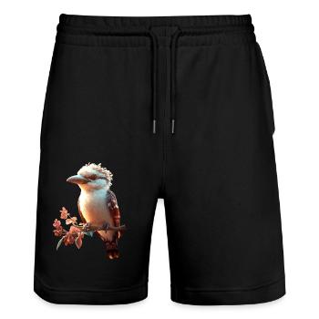 Kookaburra Jägerliest Lachender Hans Süßer Vogel - Stanley/Stella Unisex Bio Joggingshorts Trainer  - Schwarz - Vorne - Nik (191cm) & Marisol (170cm)