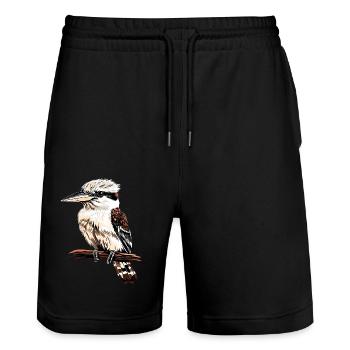 Kookaburra Jägerliest Lachender Hans Süßer Vogel - Stanley/Stella Unisex Bio Joggingshorts Trainer  - Schwarz - Vorne - Nik (191cm) & Marisol (170cm)