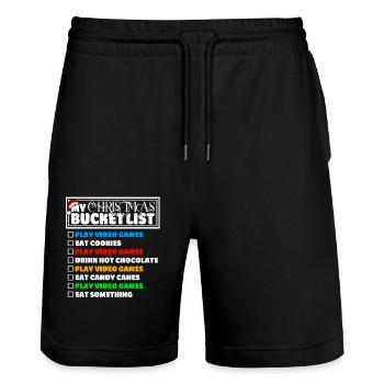 Christmas Bucket List Video Games Xmas Gamer - Stanley/Stella Unisex Bio Joggingshorts Trainer  - Schwarz - Vorne - Nik (191cm) & Marisol (170cm)
