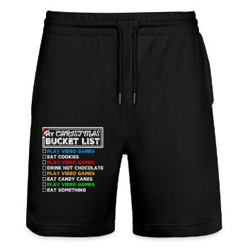 Christmas Bucket List Video Games Xmas Gamer - Stanley/Stella Unisex Bio Joggingshorts Trainer  - Schwarz - Vorne - Nik (191cm) & Marisol (170cm)