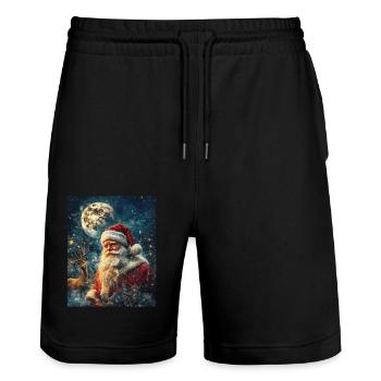 Weihnachtsmann Frauen Männer Kinder Weihnachten - Stanley/Stella Unisex Bio Joggingshorts Trainer  - Schwarz - Vorne - Nik (191cm) & Marisol (170cm)