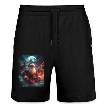 Weihnachtsmann Frauen Männer Kinder Weihnachten - Stanley/Stella Unisex Bio Joggingshorts Trainer  - Schwarz - Vorne - Nik (191cm) & Marisol (170cm)