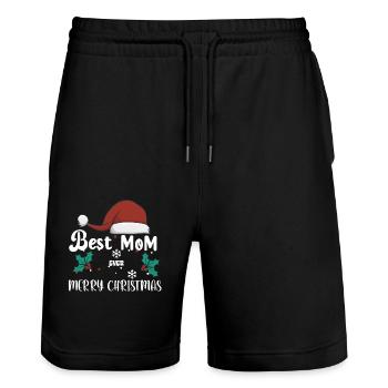 Best Mom ever merry christmas last minute Geschenk - Stanley/Stella Unisex Bio Joggingshorts Trainer  - Schwarz - Vorne - Nik (191cm) & Marisol (170cm)