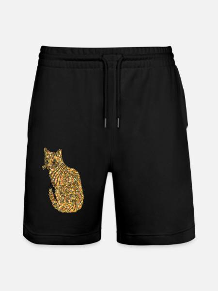Bengal Cat Geometric - Stanley/Stella Trainer Unisex Organic Jogging Shorts - black
