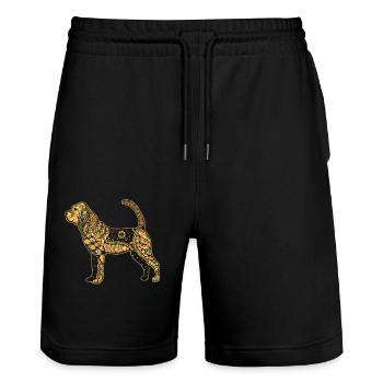 Bloodhound Geometric - Stanley/Stella Trainer Unisex Organic Jogging Shorts - black - Front - Nik (191cm) & Marisol (170cm)