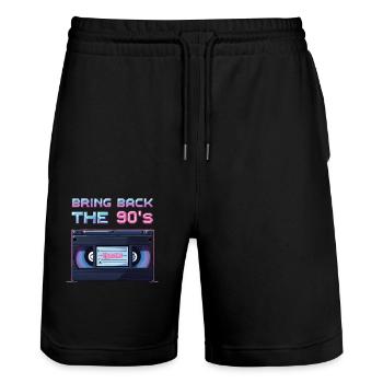 Bring Back the 90's Retro Boombox 90s - Stanley/Stella Trainer Unisex Organic Jogging Shorts - black - Front - Nik (191cm) & Marisol (170cm)