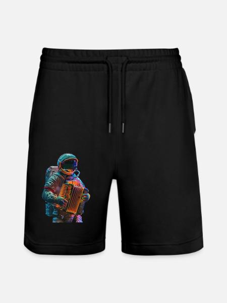 Astronaut Accordion - Stanley/Stella Trainer Unisex Organic Jogging Shorts - black