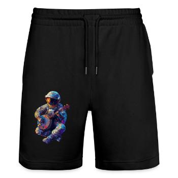Astronaut Banjo - Stanley/Stella Trainer Unisex Organic Jogging Shorts - black - Front - Nik (191cm) & Marisol (170cm)