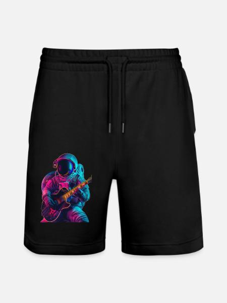Astronaut Guitar - Stanley/Stella Trainer Unisex Organic Jogging Shorts - black