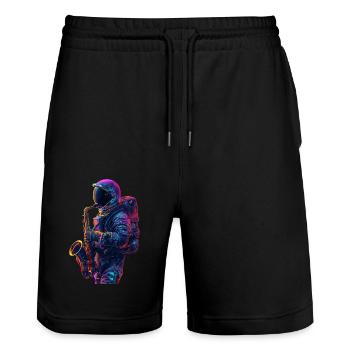 Saxophone astronaute - Short de jogging bio TRAINER Stanley/Stella unisexe - noir - Devant - Nik (191cm) & Marisol (170cm)