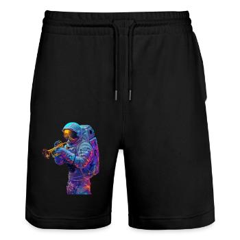 Trompette astronaute - Short de jogging bio TRAINER Stanley/Stella unisexe - noir - Devant - Nik (191cm) & Marisol (170cm)