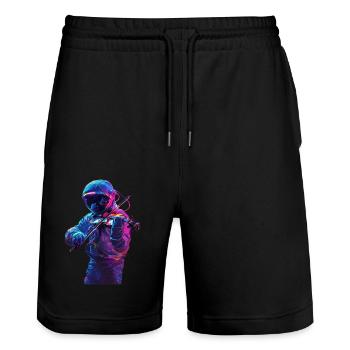 Astronaut Violin - Stanley/Stella Trainer Unisex Organic Jogging Shorts - black - Front - Nik (191cm) & Marisol (170cm)