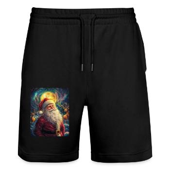 Père Noël Femmes Hommes Enfants Noël - Short de jogging bio TRAINER Stanley/Stella unisexe - noir - Devant - Nik (191cm) & Marisol (170cm)