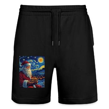 Père Noël Femmes Hommes Enfants Noël - Short de jogging bio TRAINER Stanley/Stella unisexe - noir - Devant - Nik (191cm) & Marisol (170cm)
