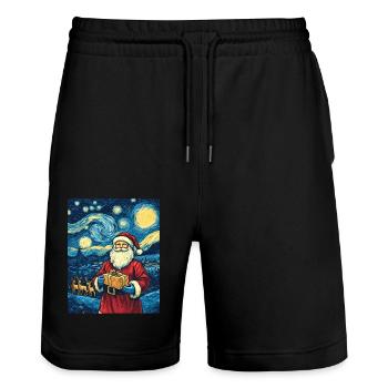 Weihnachtsmann Frauen Männer Kinder Weihnachten - Stanley/Stella Unisex Bio Joggingshorts Trainer  - Schwarz - Vorne - Nik (191cm) & Marisol (170cm)