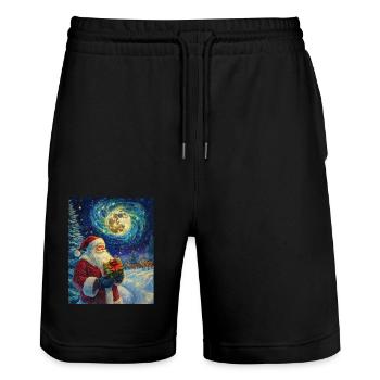 Père Noël Femmes Hommes Enfants Noël - Short de jogging bio TRAINER Stanley/Stella unisexe - noir - Devant - Nik (191cm) & Marisol (170cm)