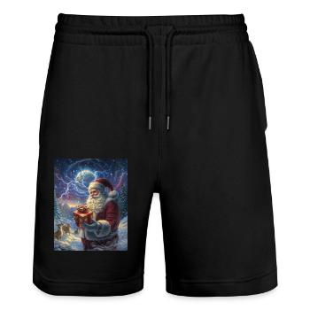 Père Noël Femmes Hommes Enfants Noël - Short de jogging bio TRAINER Stanley/Stella unisexe - noir - Devant - Nik (191cm) & Marisol (170cm)