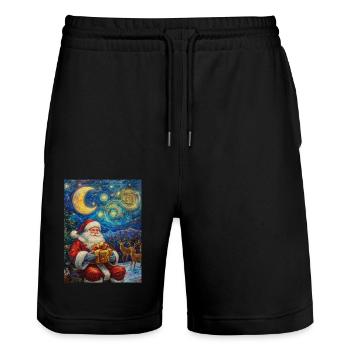 Père Noël Femmes Hommes Enfants Noël - Short de jogging bio TRAINER Stanley/Stella unisexe - noir - Devant - Nik (191cm) & Marisol (170cm)