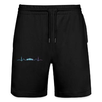 Bingo Balls Heartbeat Ekg Bingo - Stanley/Stella Unisex Bio Joggingshorts Trainer  - Schwarz - Vorne - Nik (191cm) & Marisol (170cm)