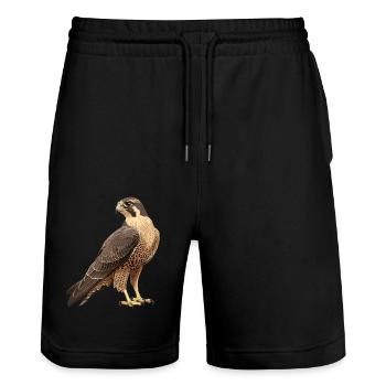 Faucon Faucon - Short de jogging bio TRAINER Stanley/Stella unisexe - noir - Devant - Nik (191cm) & Marisol (170cm)