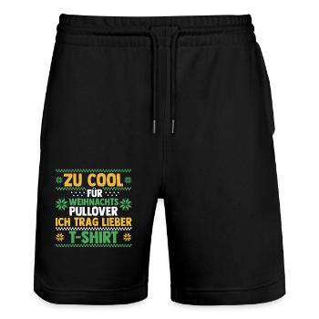 Weihnachtsmann Weihnachten Hässliche Weihnachten - Stanley/Stella Unisex Bio Joggingshorts Trainer  - Schwarz - Vorne - Nik (191cm) & Marisol (170cm)