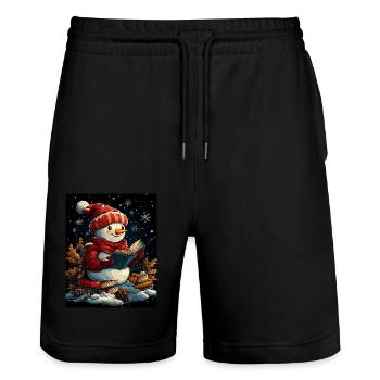 Snowman Christmas Decoration Women Men Children - Stanley/Stella Trainer Unisex Organic Jogging Shorts - black - Front - Nik (191cm) & Marisol (170cm)