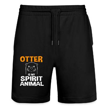 Otter - Stanley/Stella Unisex Bio Joggingshorts Trainer  - Schwarz - Vorne - Nik (191cm) & Marisol (170cm)