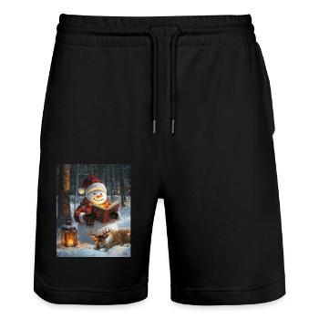 Schneemann Weihnachten Frauen Männer Kinder - Stanley/Stella Unisex Bio Joggingshorts Trainer  - Schwarz - Vorne - Nik (191cm) & Marisol (170cm)